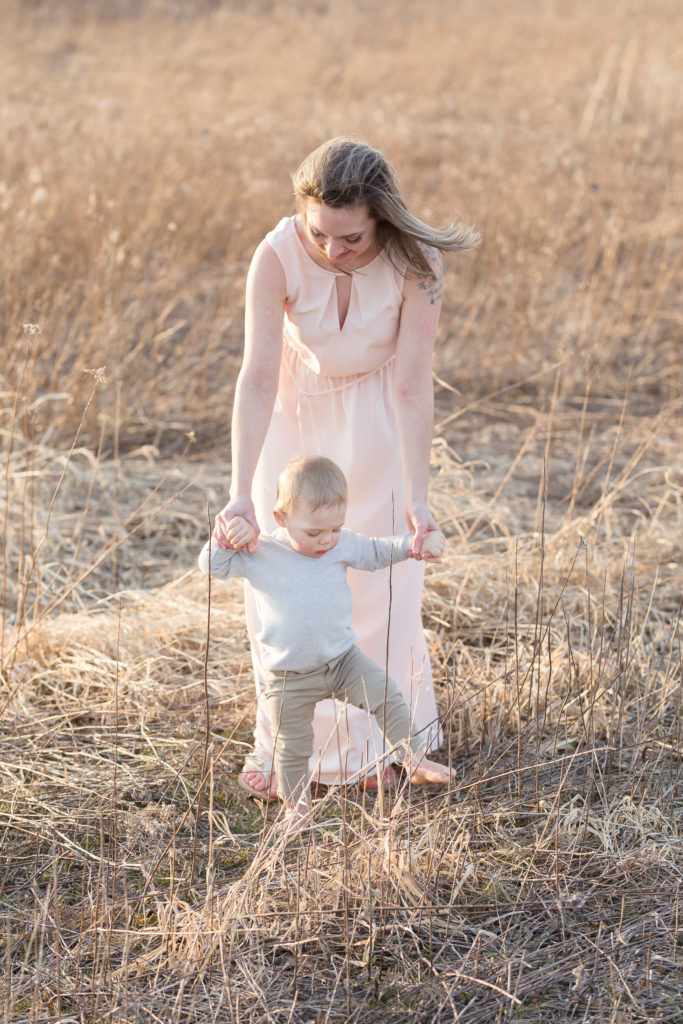 Mommy & baby in field in Beaver, Pa